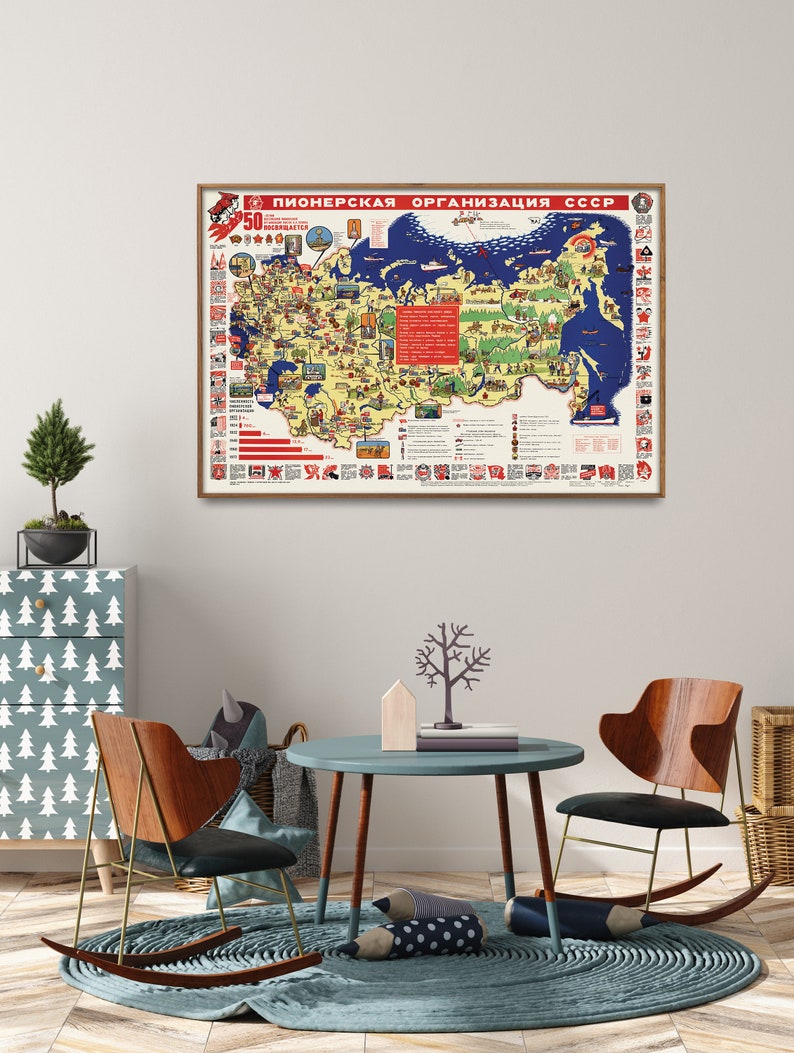 Pioneers of Soviet Union Organisation Map Poster Vintage USSR - Etsy