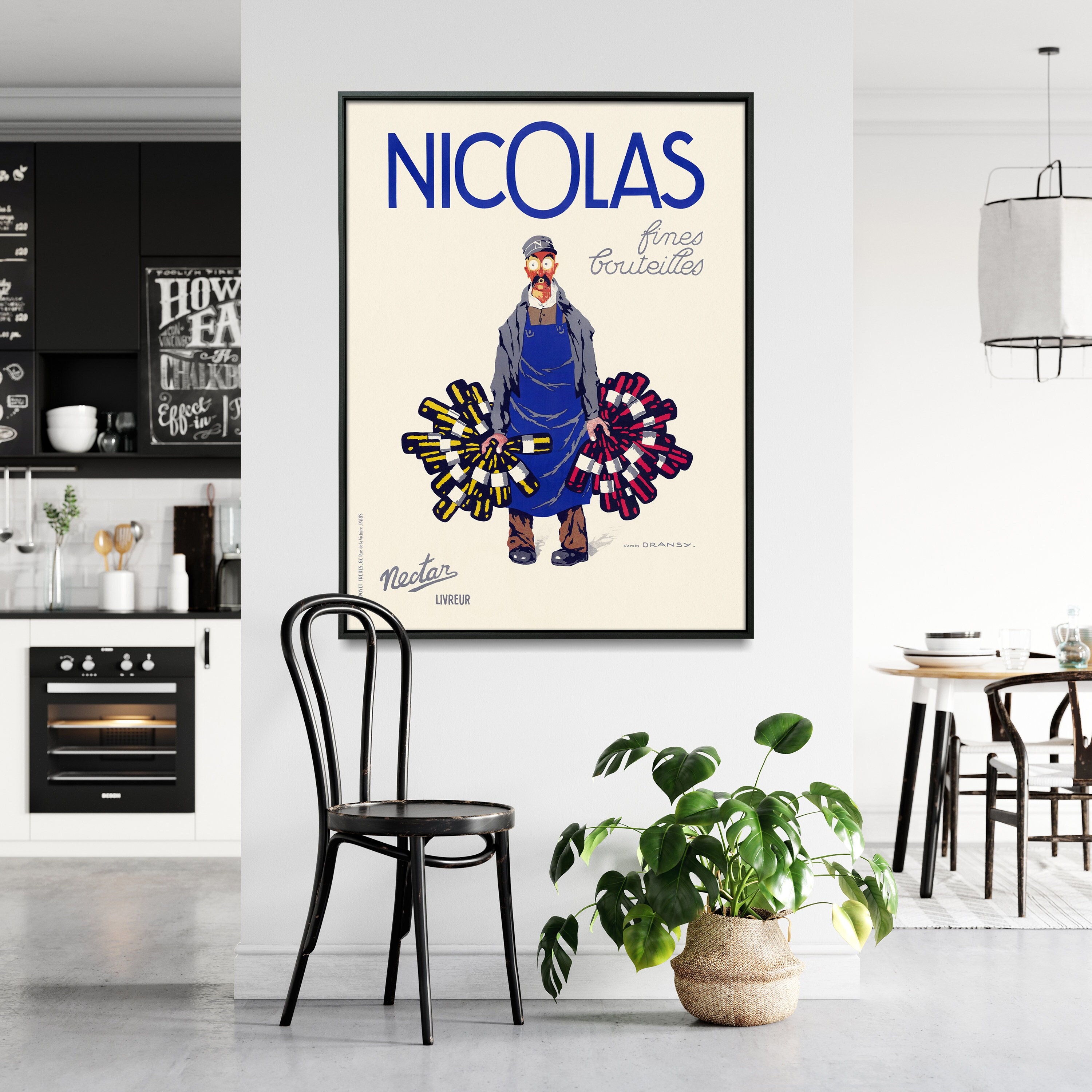 Vintage French Wine Poster| Kitchen, Dining, Restaurant Wall Art| Wine Art for Walls| A Restored Reproduction
