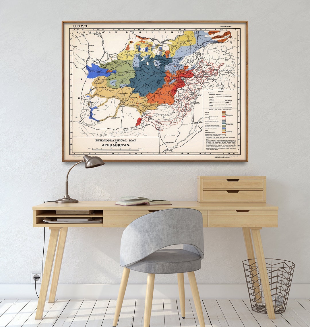 Vintage Afghanistan Map Print: 1947 Ethnographic Wall Art - Etsy
