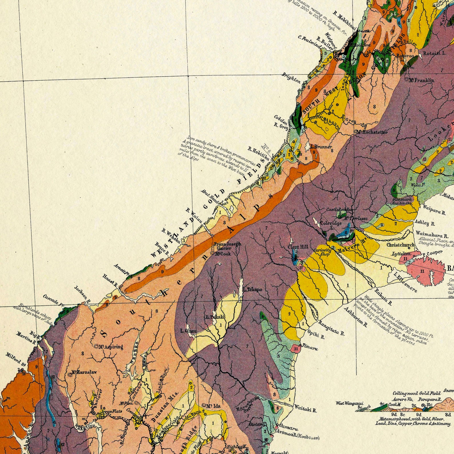 Geological Map of New Zealand Geologic New Zealand Map - Etsy