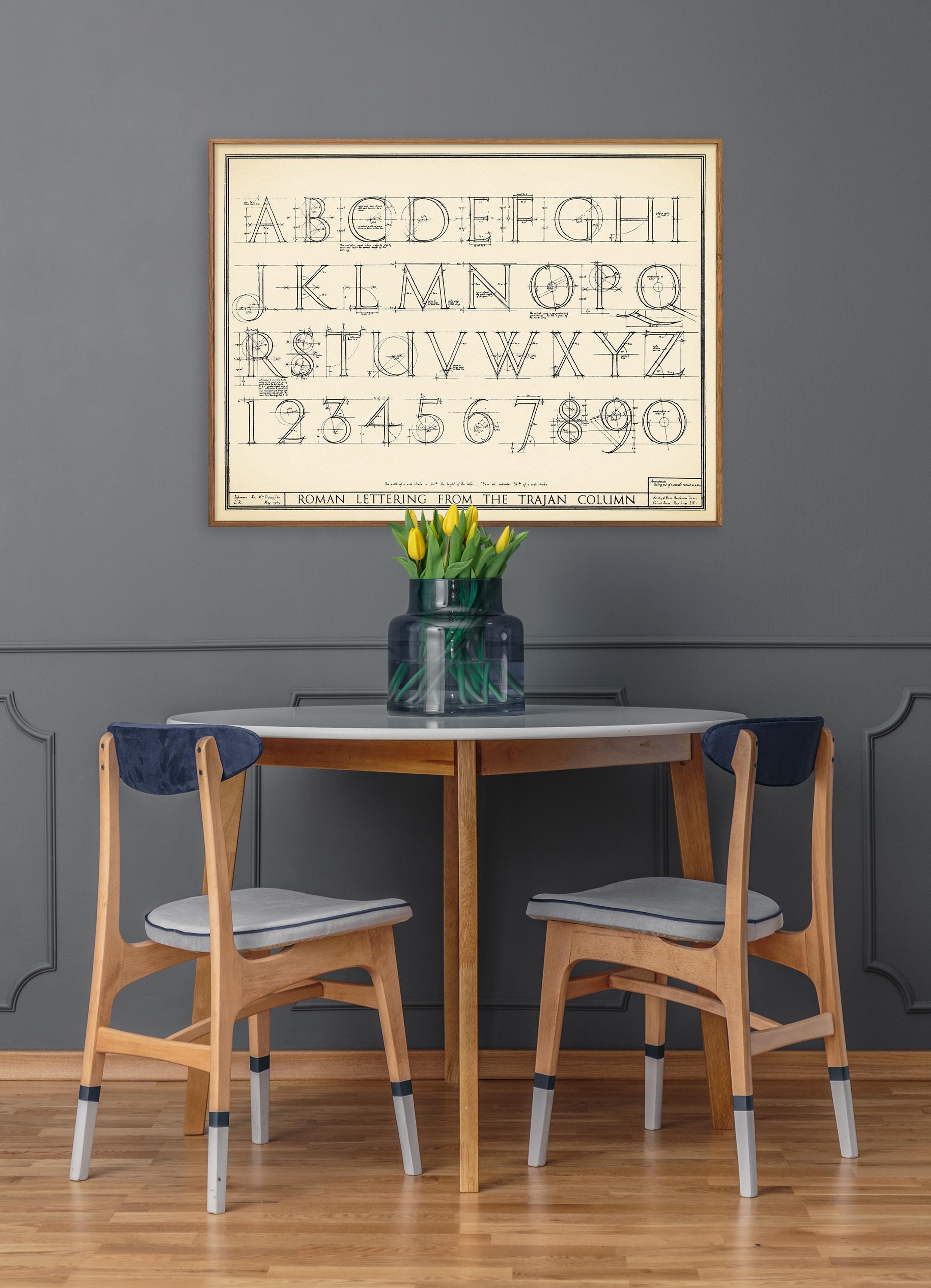 Trajan Column Rome Lettering Roman Alphabet: Trajan Column Lettering - Vintage Chart Print, Wall Art ...