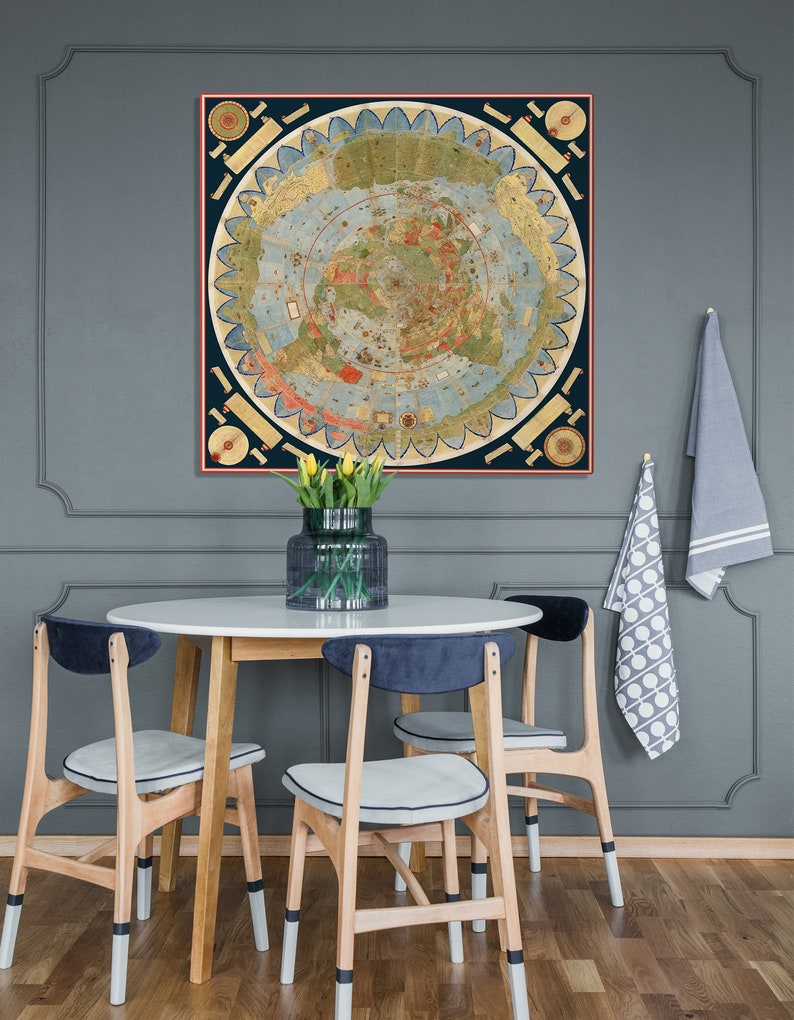 Ancient Large World Map Stretched Canvas Wall Art Print Etsy