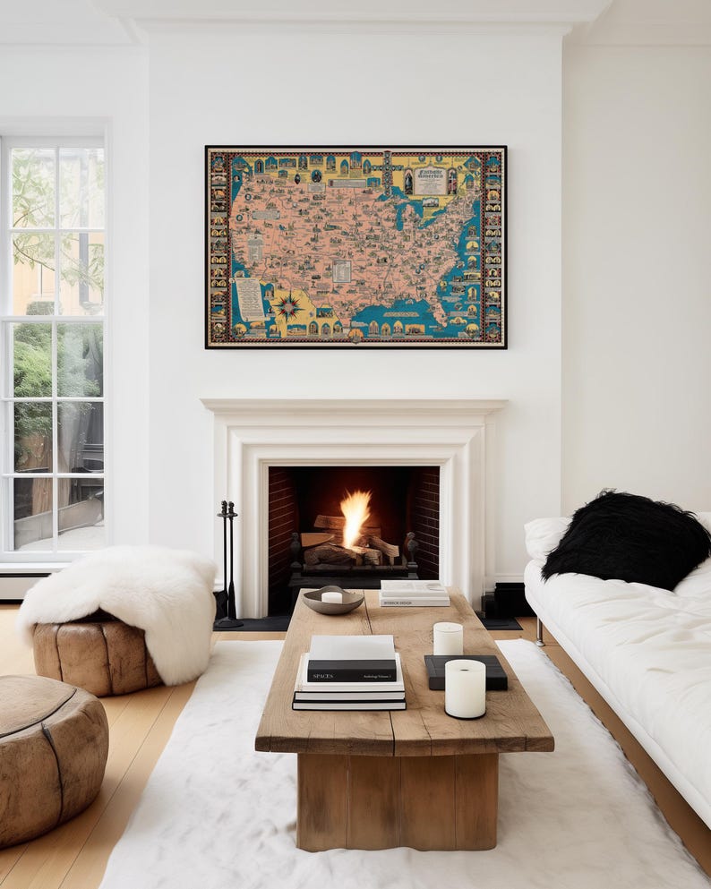 Katholische Amerika Karte: 1946 Vintage USA Faith Map Print Bild 5