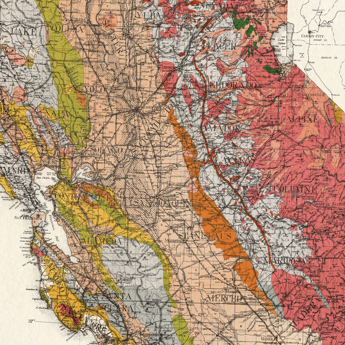 Geological Map of California Geologic California Map Poster - Etsy