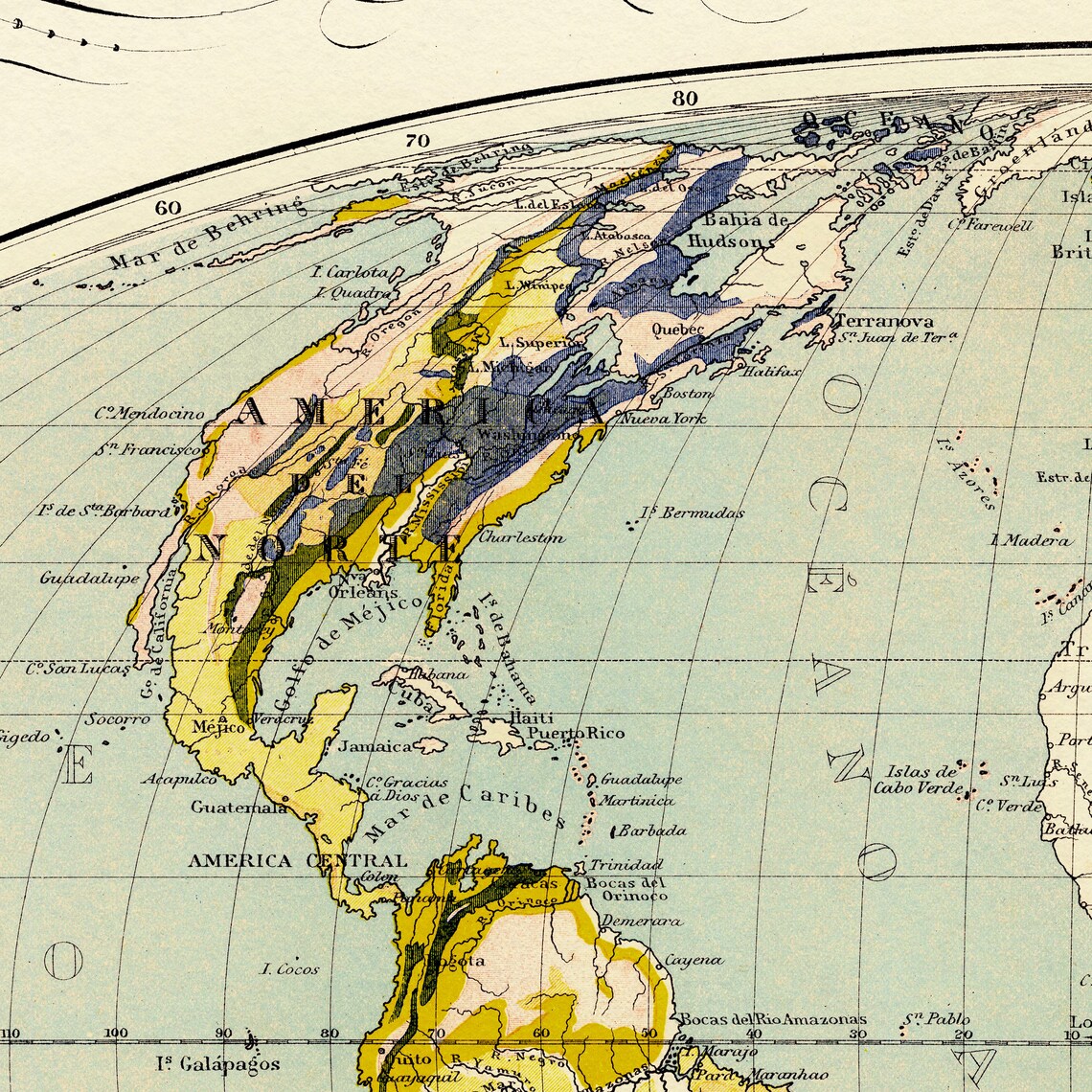 Mapa Geológico del Mundo/ Mapa del Mundo en Español/ Geología Etsy México