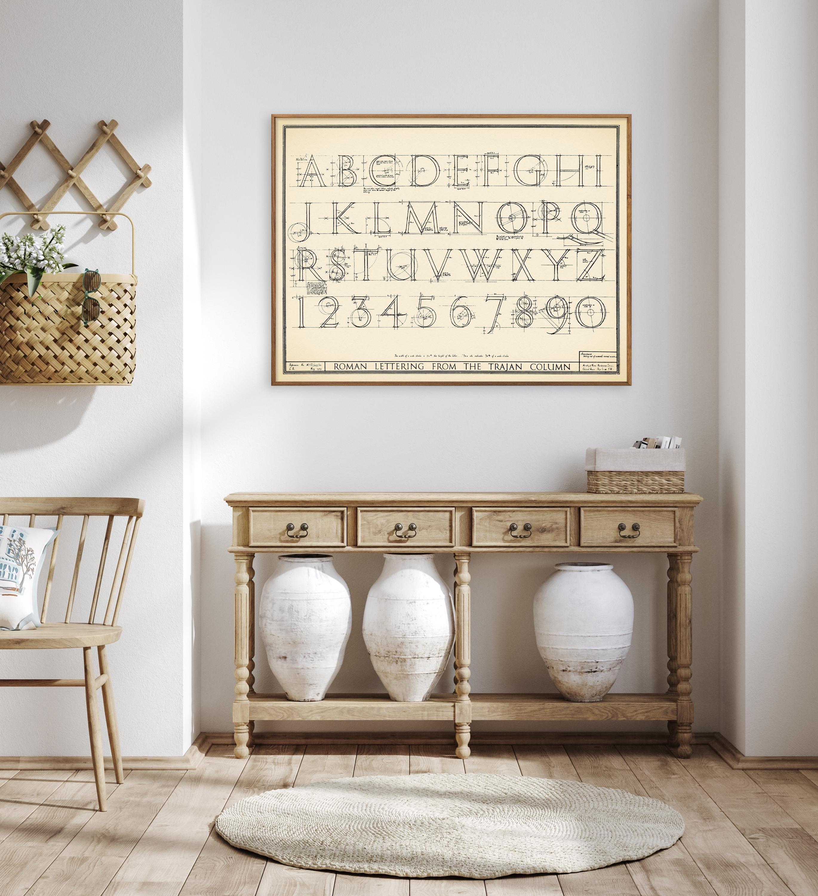 Trajan Column Rome Lettering Roman Alphabet: Trajan Column Lettering - Vintage Chart Print, Wall Art ...