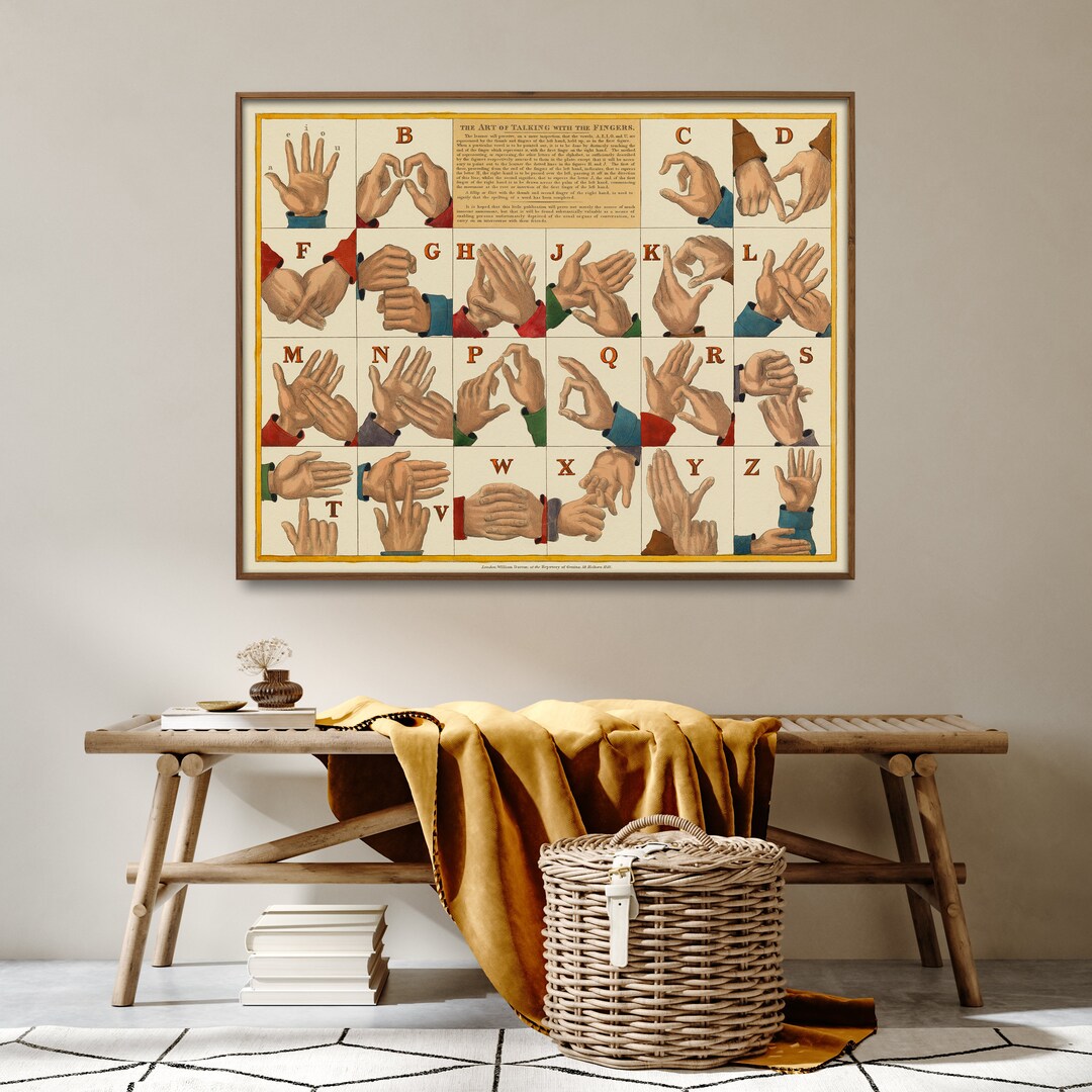 Vintage Sign Language Chart BSL Poster Sign Language Etsy