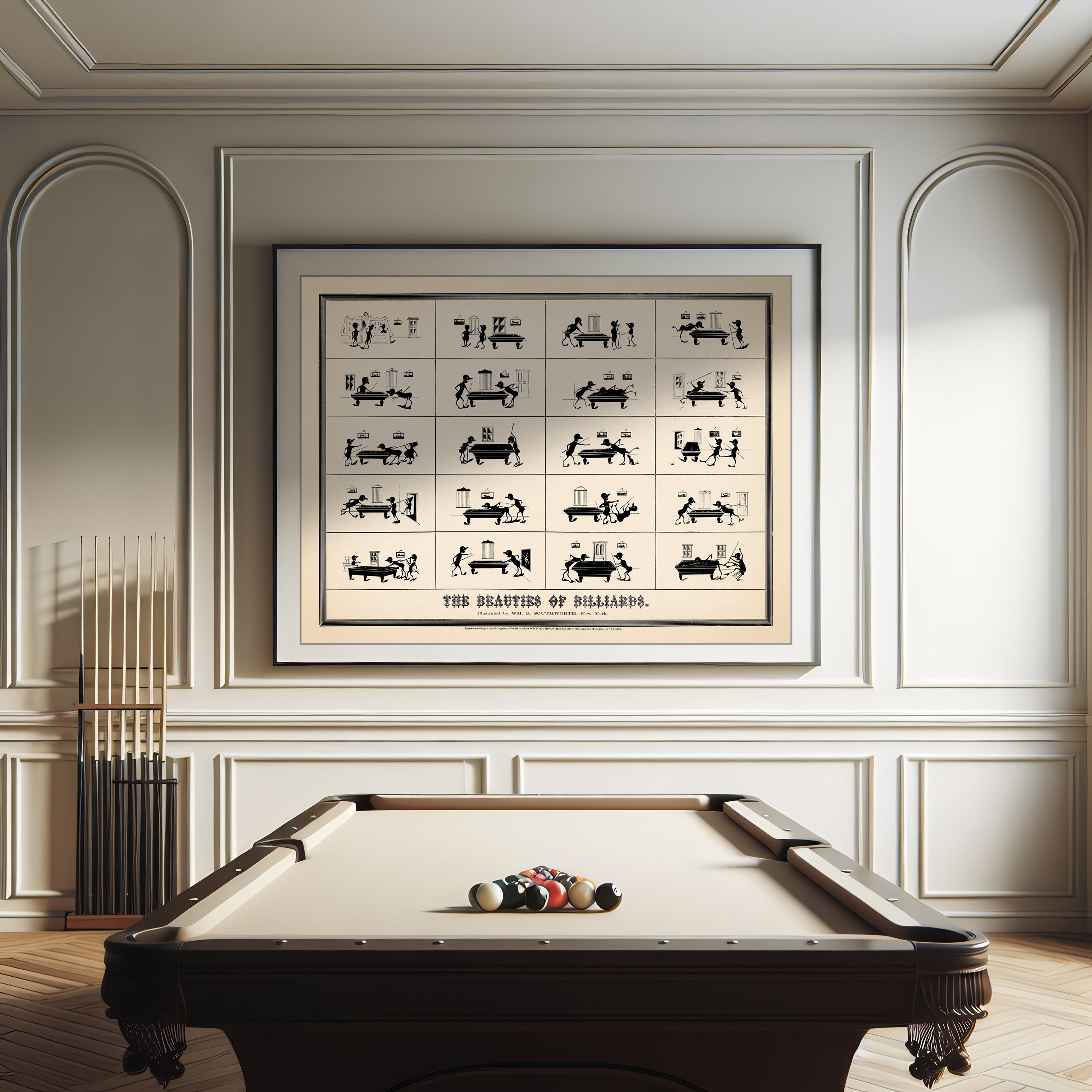 Humorous Billiards Vintage Print| Billiard Playing Funny Poster| Man Cave Wall Art Gift