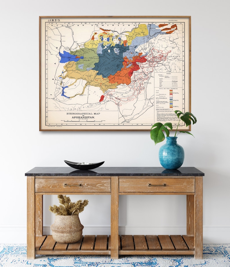 Vintage Afghanistan Map Print: 1947 Ethnographic Wall Art - Etsy