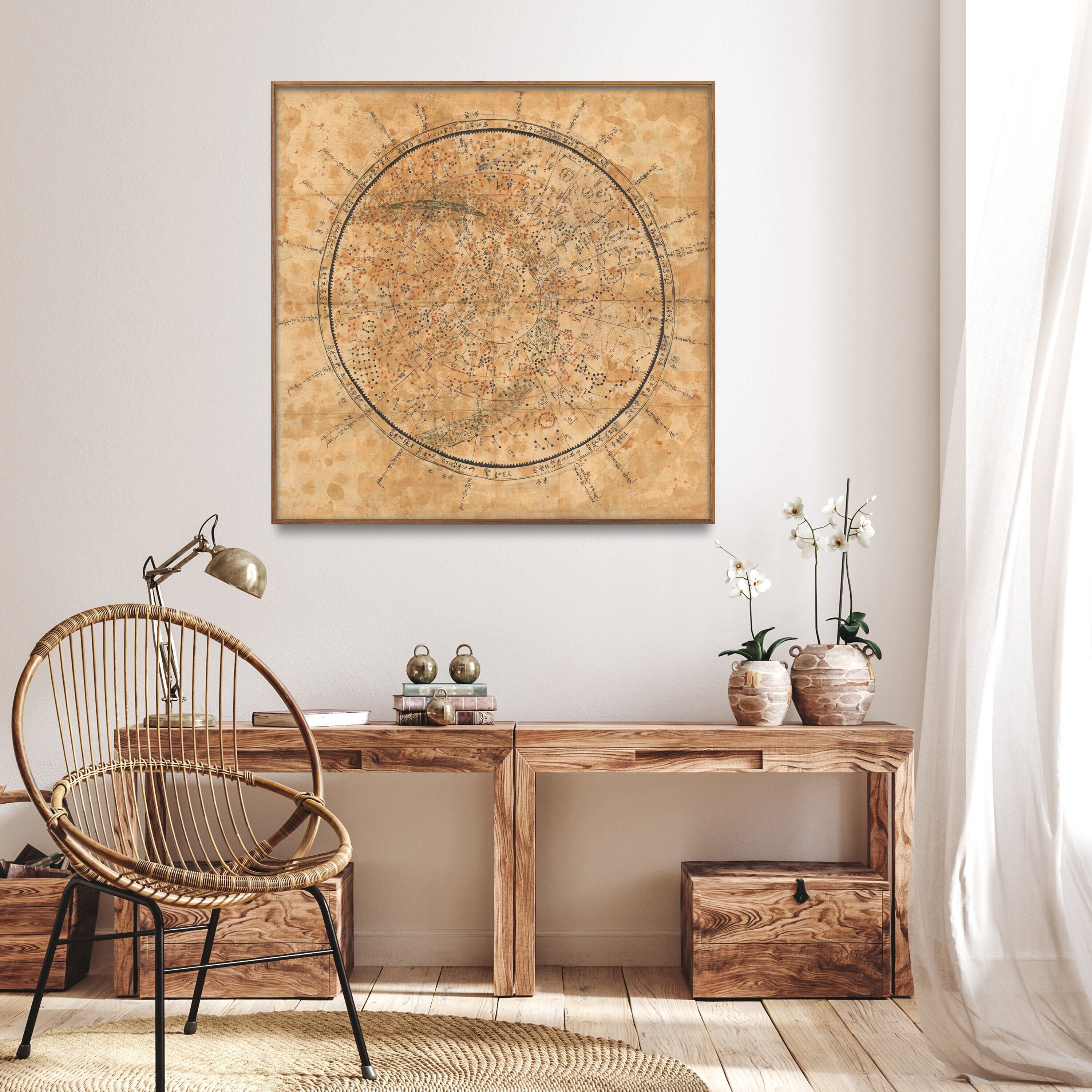Korean Zodiac - Celestial Map Print, Vintage Constellation Chart, Zodiac Wall Art
