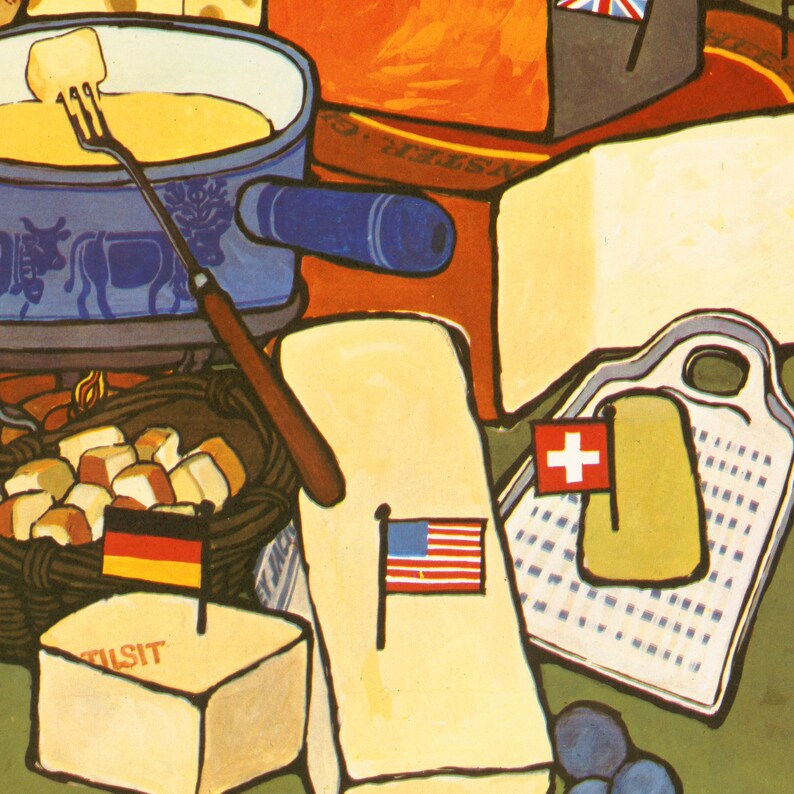 Vintage Cheese Kitchen Wall Art Print Restaurant Art Decor | Etsy