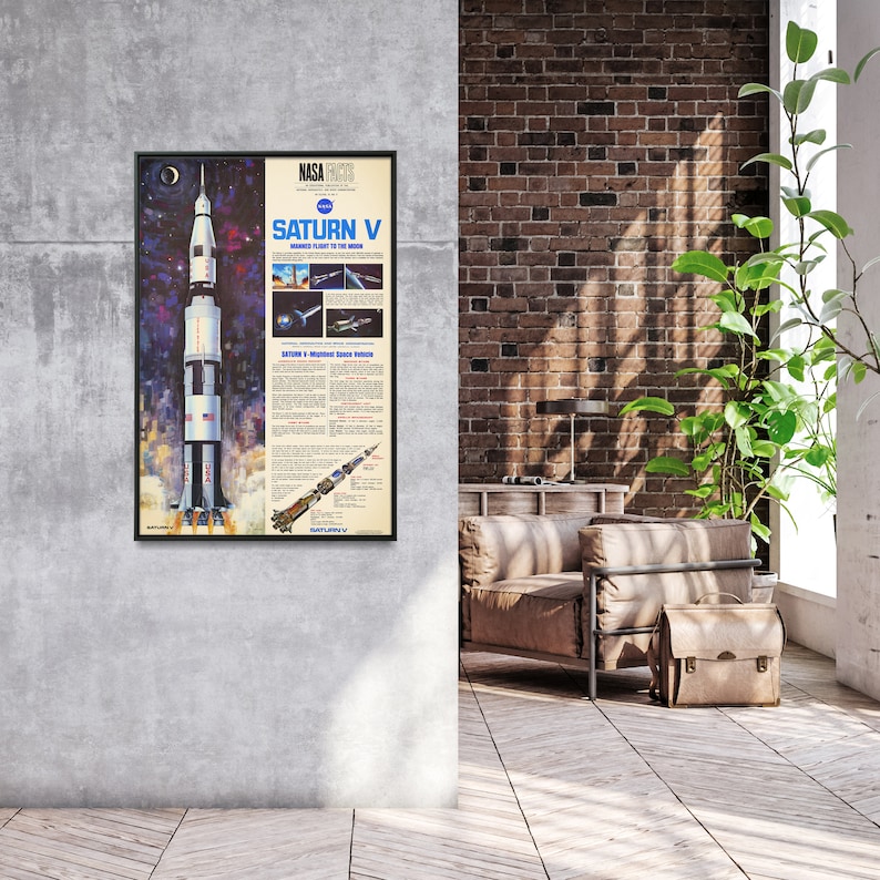 Apollo 11: Saturn V Rocket - Vintage NASA Chart Print, Wall Art Home ...