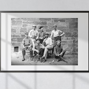 Gentlemen of the Court: Vintage Black & White Photography Print of Boston Lawn Tennis Club Members