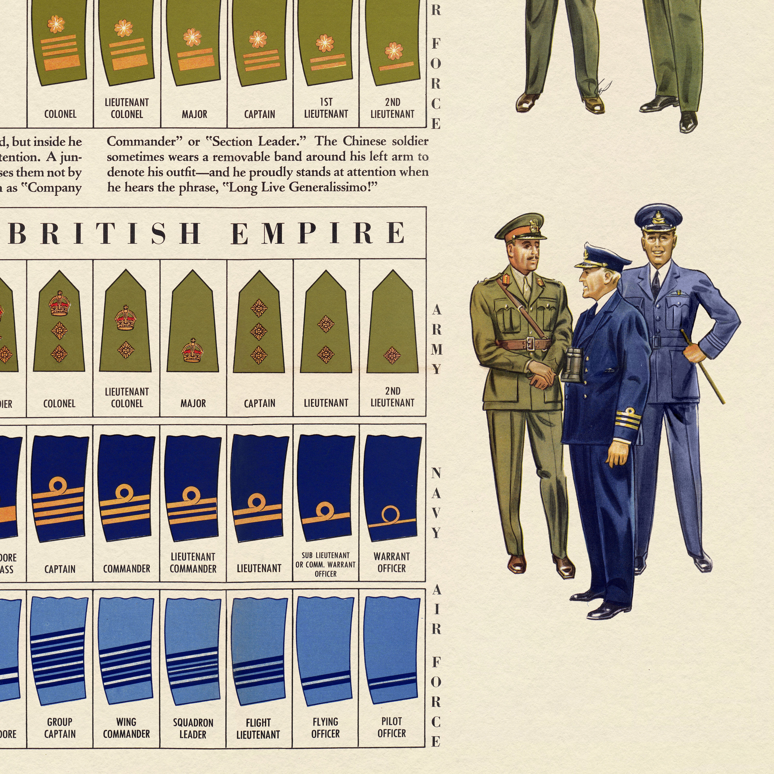 World War 2 Poster| WW2 Allied Uniforms and Ranks Wall Art