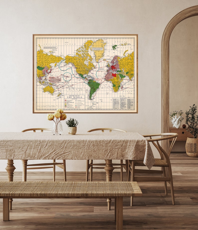 WW2: Military Map of the World - Vintage Map Print, Wall Art Home Gift ...