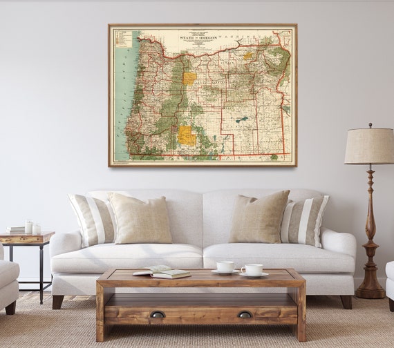 Vintage Oregon Map Print: 1924 Topographical Wall Art