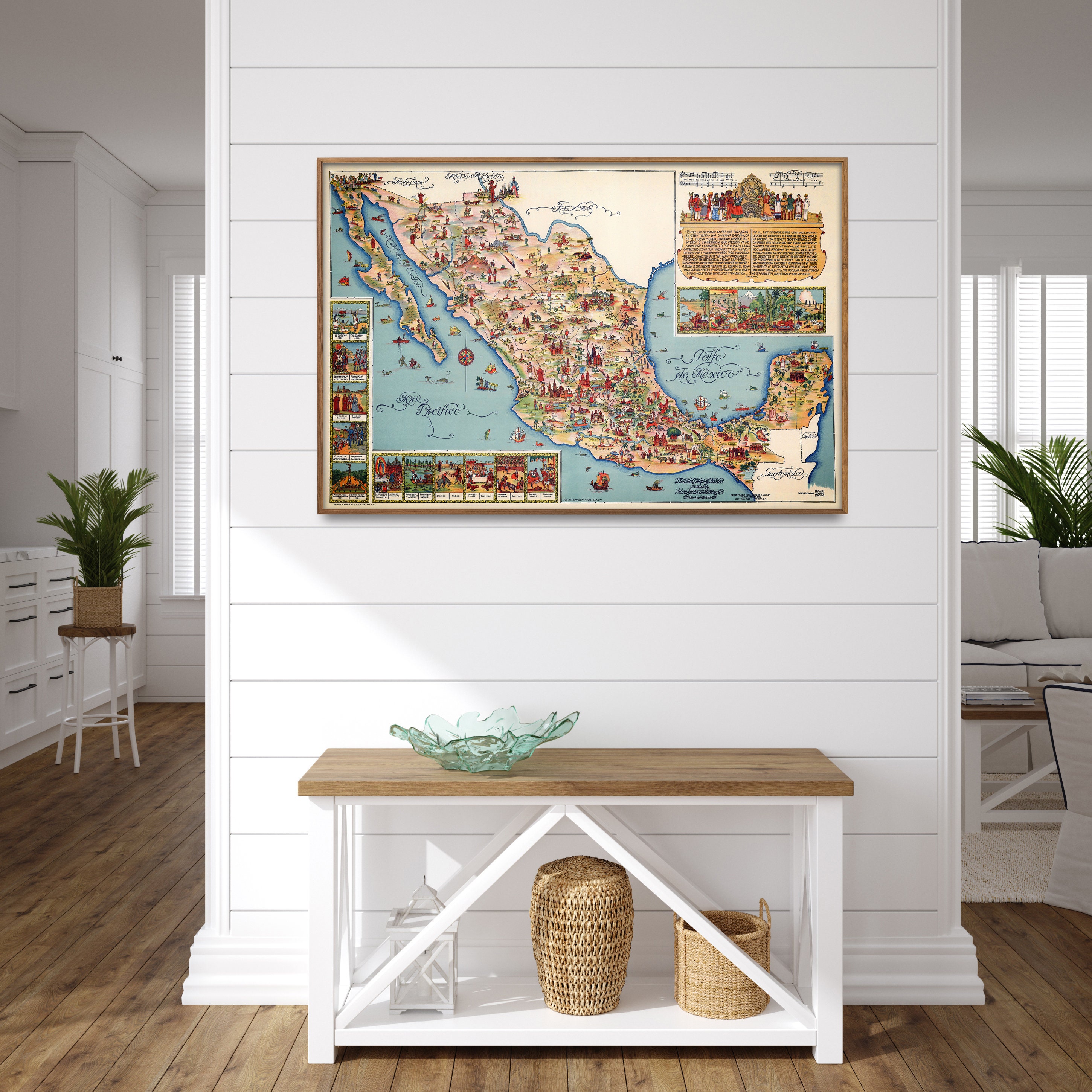 Pictorial Map of Mexico Mexico Map Mexico Old Mexico Wall - Etsy