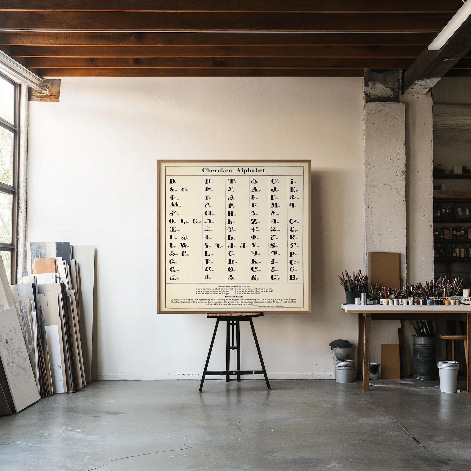 Cherokee Alphabet - Vintage Chart Print, Native American Wall Art, Linguist Gift