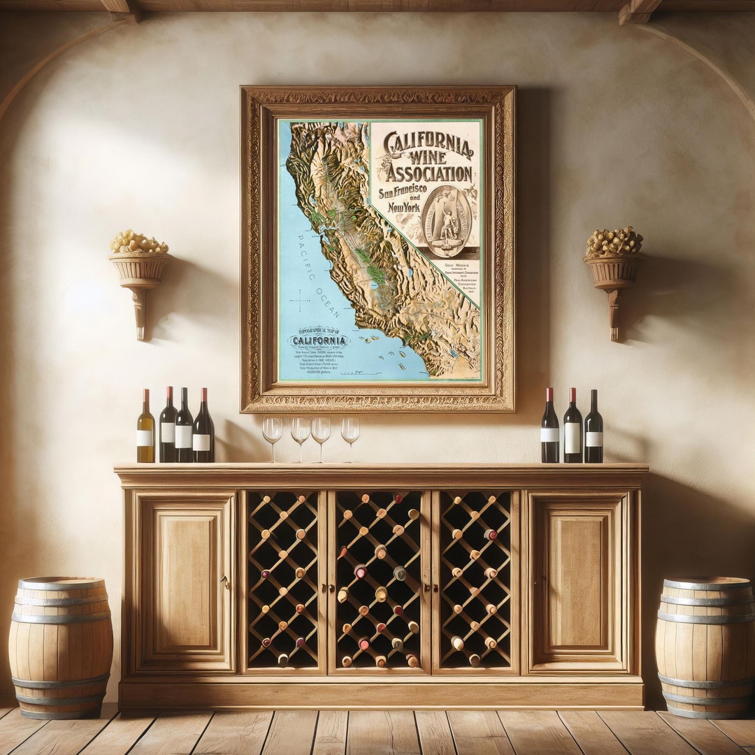 California Vineyards - Vintage Map Print, Wine Wall Art Home Gift - Etsy