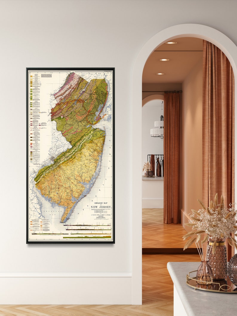 Geologic Map of New Jersey Geology Gift New Jersey Wall Art Etsy