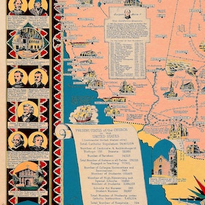Katholische Amerika Karte: 1946 Vintage USA Faith Map Print Bild 9