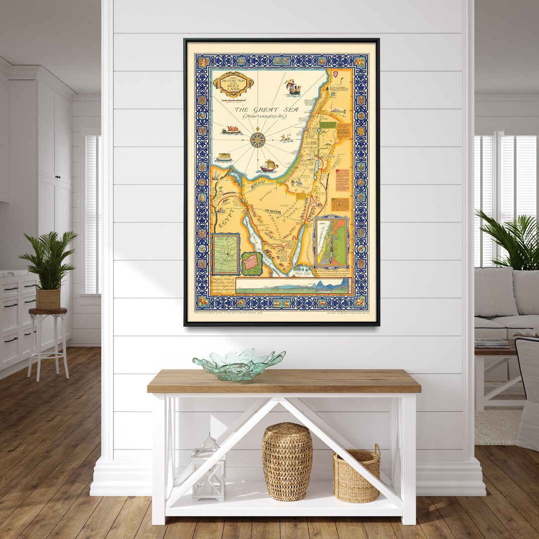 Holy Land Map, Bible Pictorial Map, Holy Land Gifts, Pictorial Map - Etsy