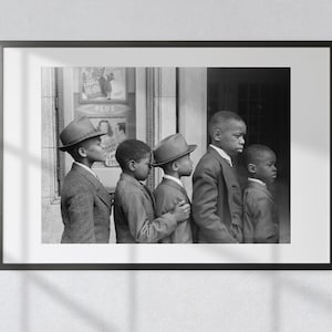 South Side Chicago: African American Boys Attending the Easter Sunday Matinee - Vintage Black & White Print
