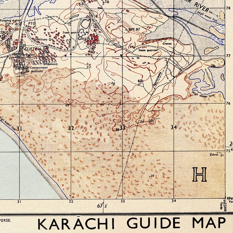 Karachi Vintage Map Print Karachi Map Poster Pakistan Decor Karachi Map Wall Art image 9