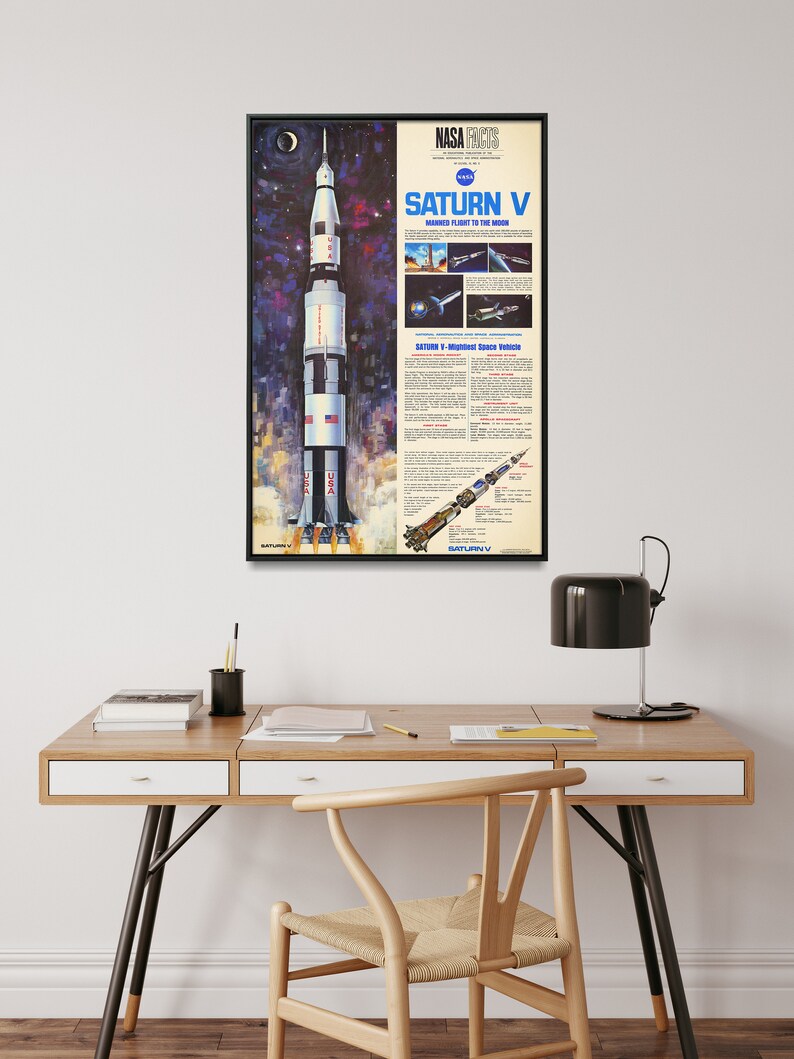 Apollo 11: Saturn V Rocket - Vintage NASA Chart Print, Wall Art Home ...