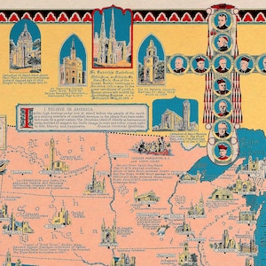 Katholische Amerika Karte: 1946 Vintage USA Faith Map Print Bild 7