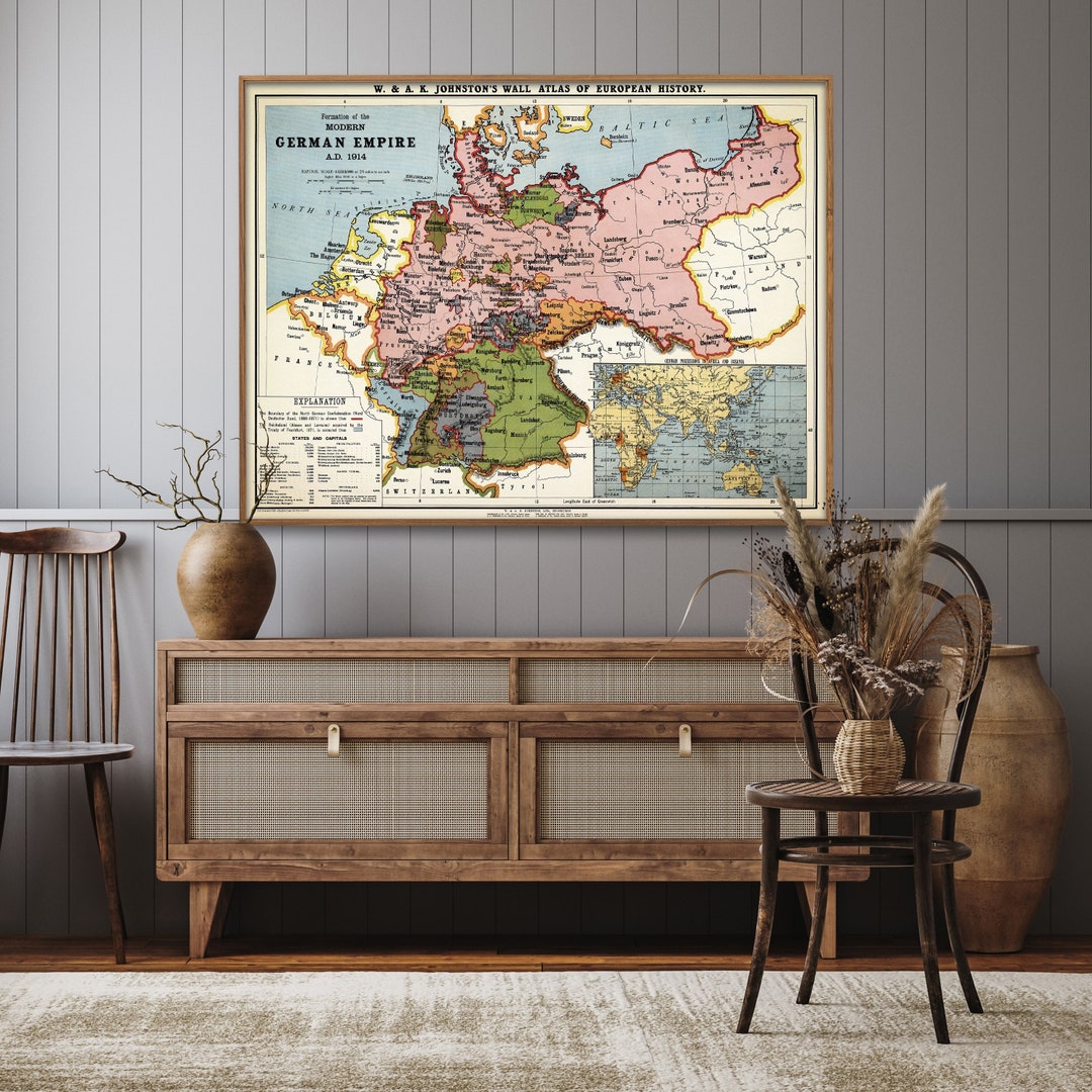 German Empire Vintage Map Print| WW1 Germany Map Poster| German History ...
