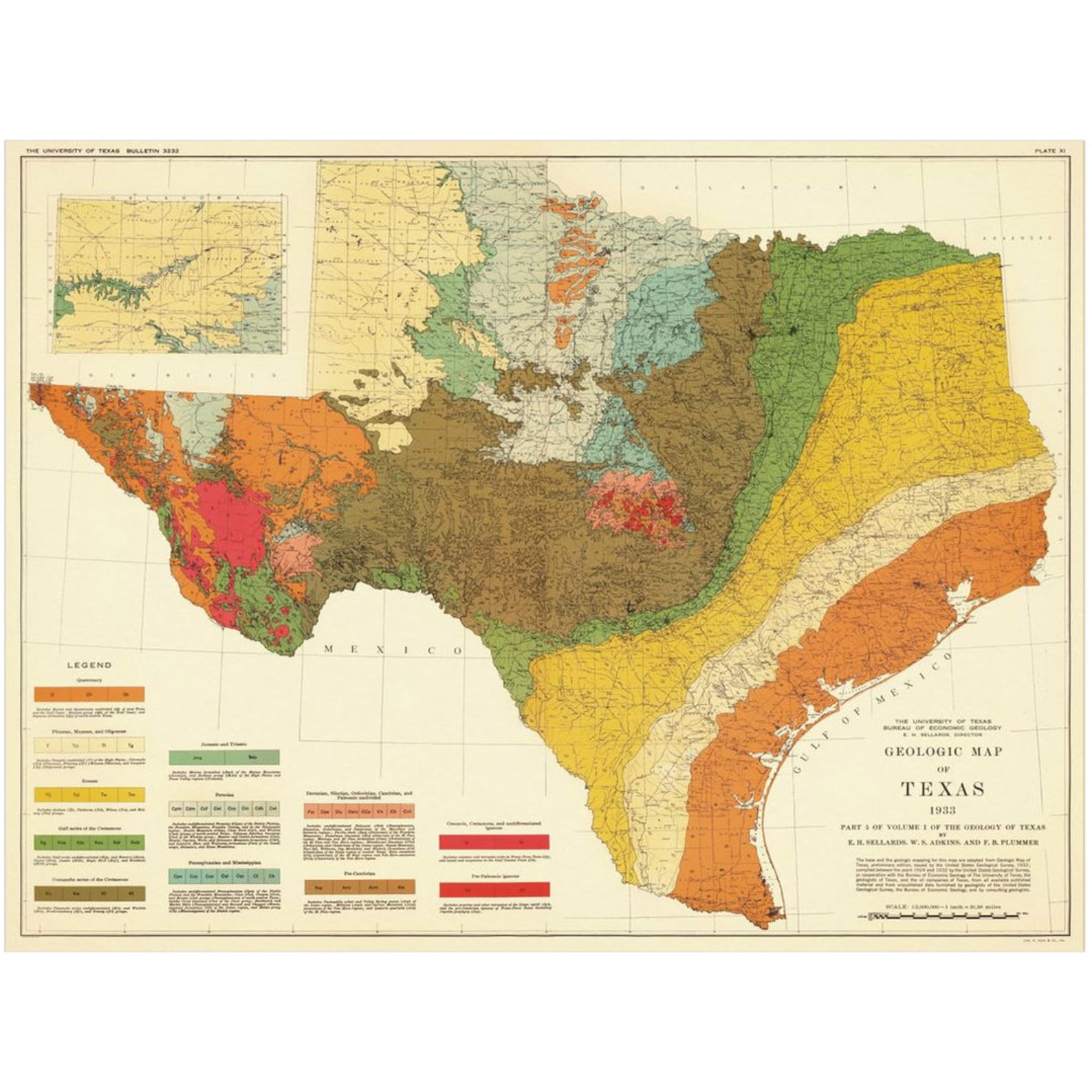 Geological Map Of Texas Texas Geology Map Vintage Large Map Etsy