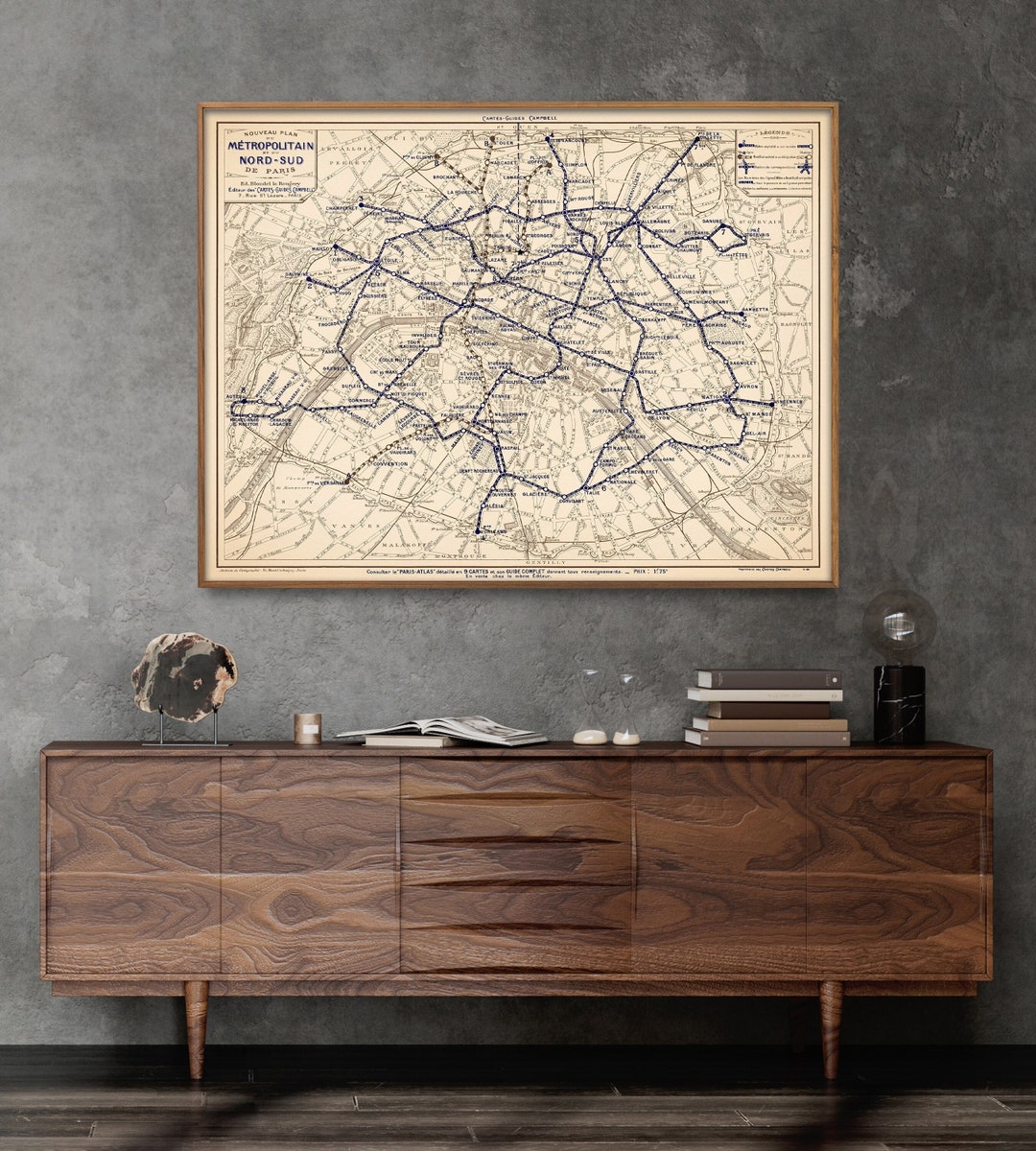 Vintage Paris Metro Map Print: 1914 Subway System Wall Art - Etsy