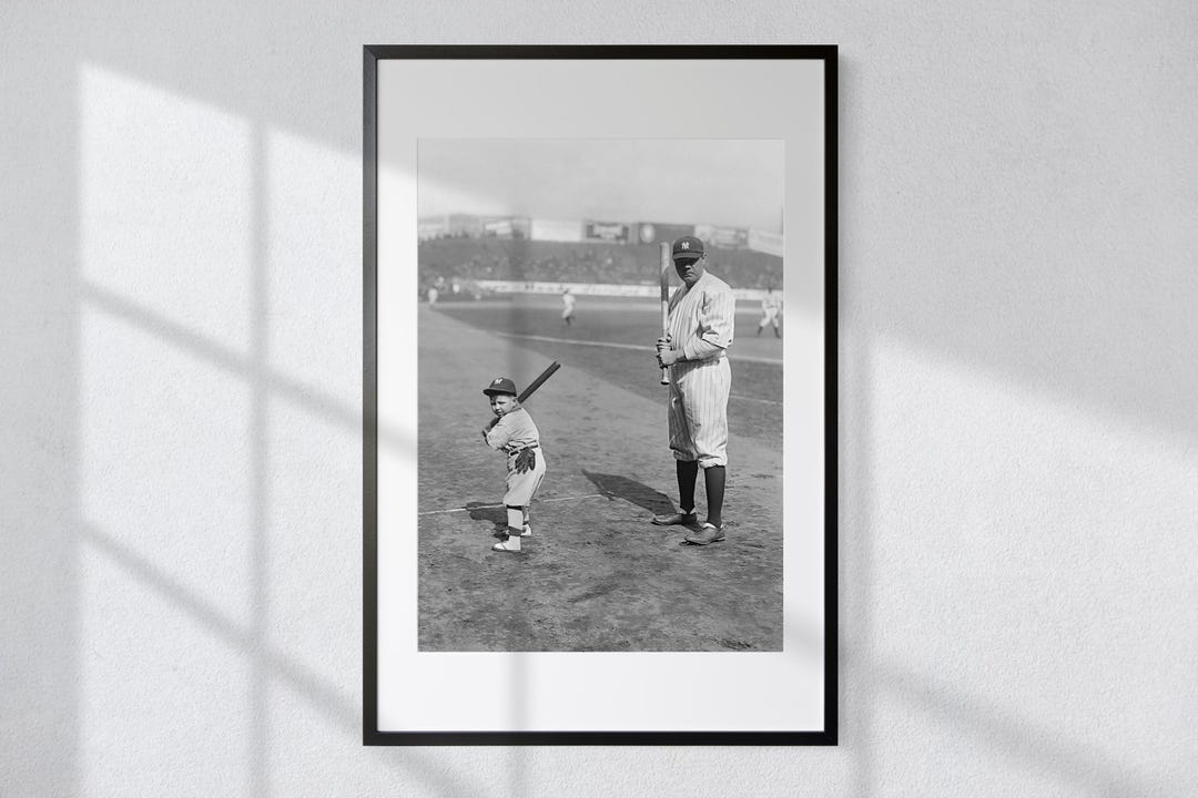Yankee Legends: Babe Ruth & His Mini Me - Vintage Black White Baseball ...