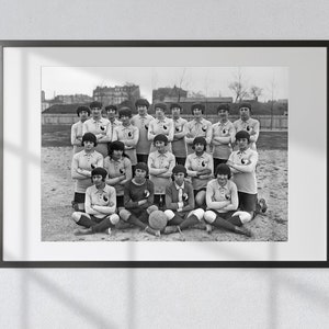 Women&#39;s Soccer Glory: Vintage Black & White Photography Print - French National Team