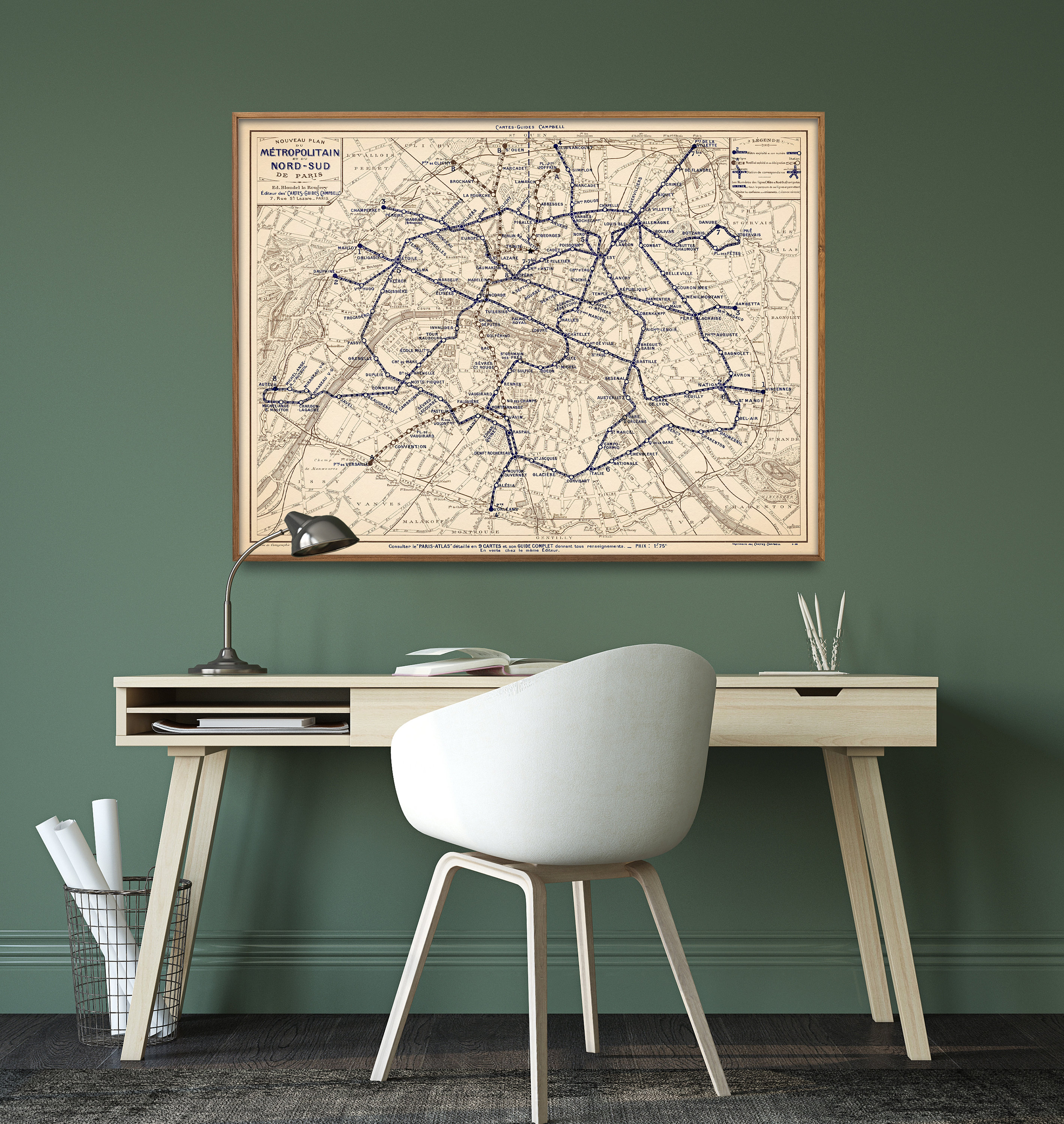 Vintage Paris Metro Map Print: 1914 Subway System Wall Art - Etsy