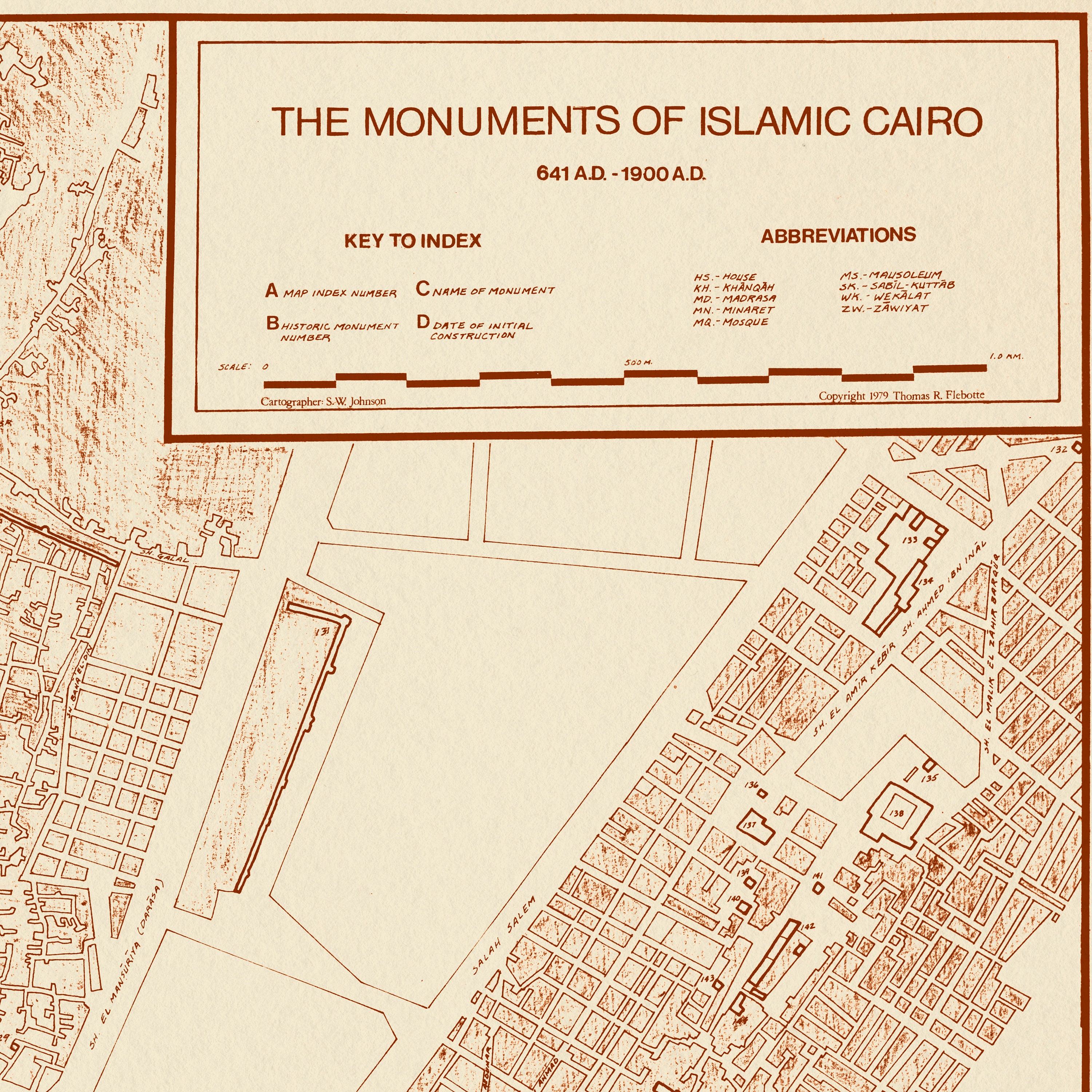 Cairo Islamic Monuments Vintage Map Art Print: Egypt Muslim Home Decor ...
