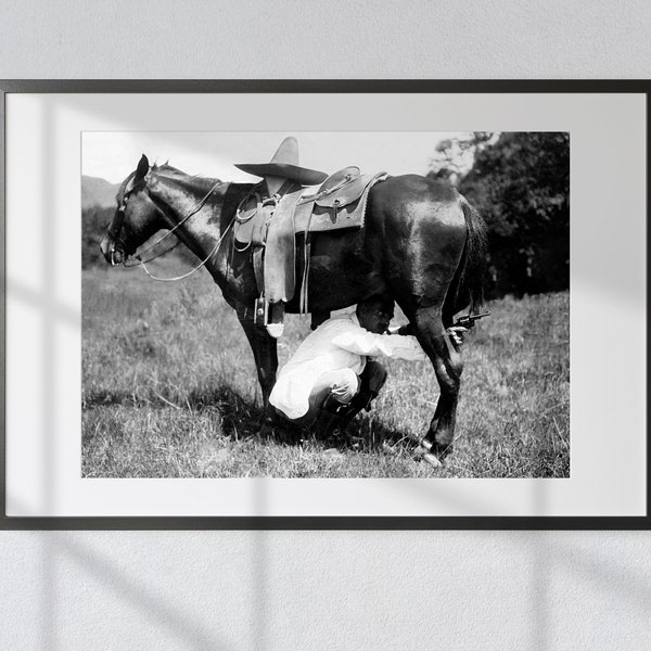 Unusual Mexican Ambush Shooting Tactics| Vintage Photography Print| Black & White Poster| Funny Wall Art Home Gift