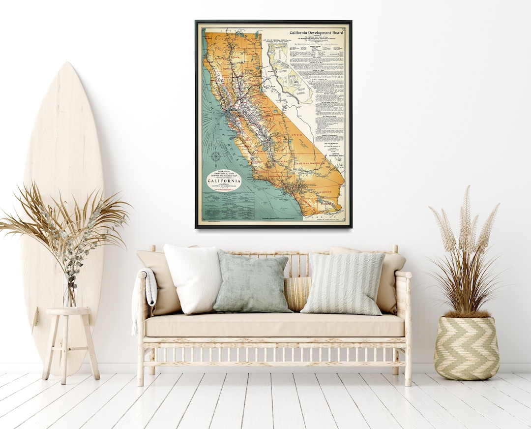 Old Map of California Print Vintage Map Poster Home Gift Wall Art - Etsy
