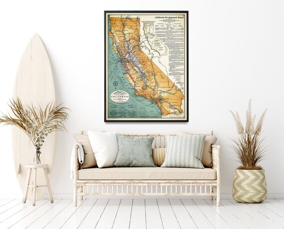Old Map of California Print Vintage Map Poster Home Gift | Etsy
