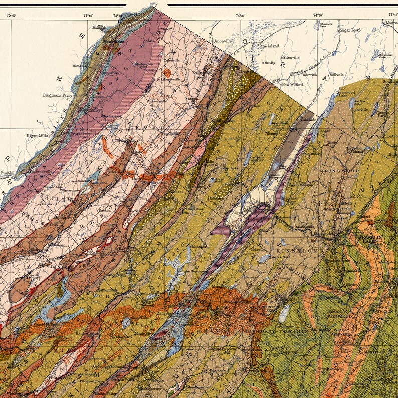 Geologic Map of New Jersey Geology Gift New Jersey Wall Art Etsy