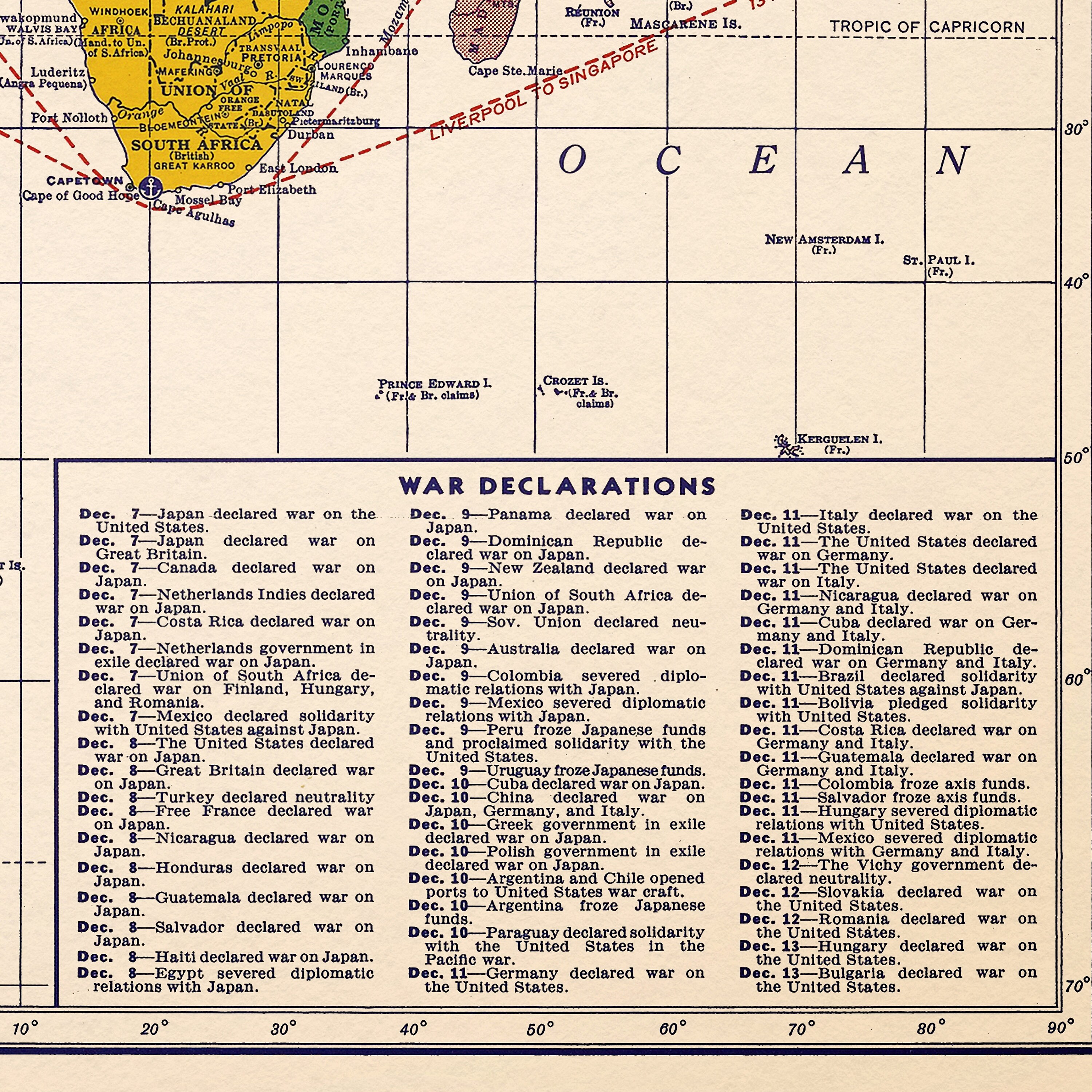 WW2: Military Map of the World - Vintage Map Print, Wall Art Home Gift ...