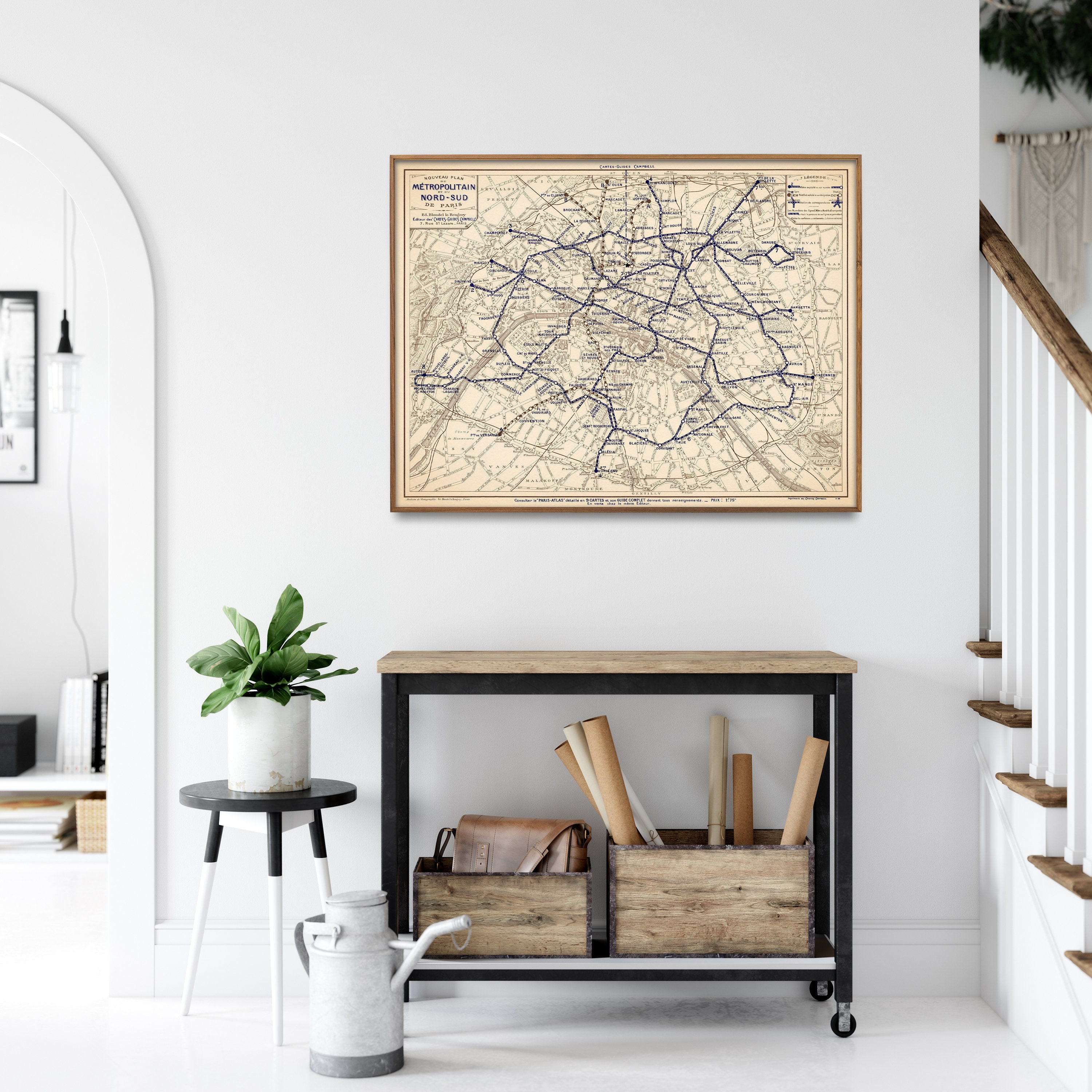 Vintage Paris Metro Map Print: 1914 Subway System Wall Art - Etsy