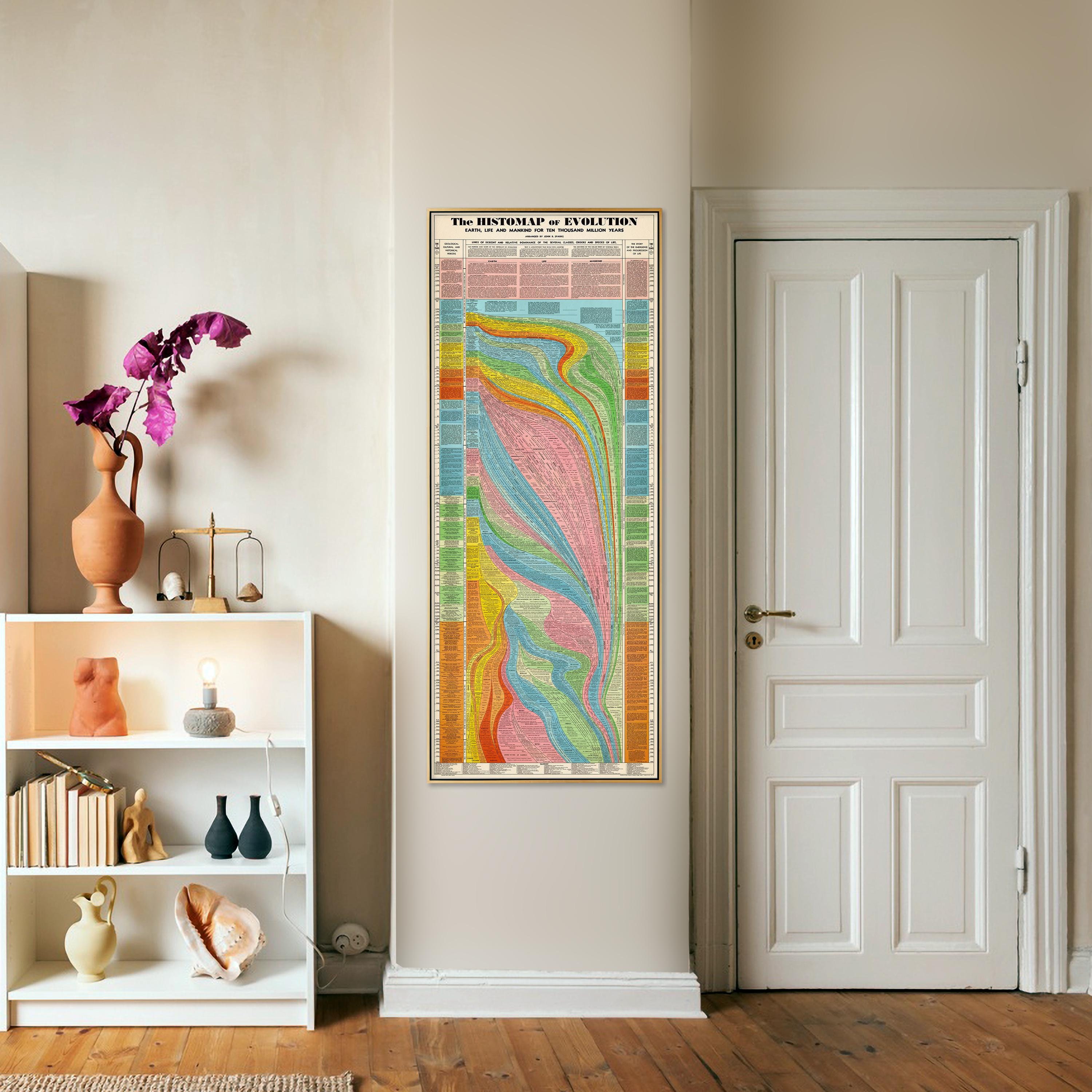 Histomap of Evolution Vintage Chart Print, Tall & Narrow Timeline Poster, Knowledge Wall Art Home Gift