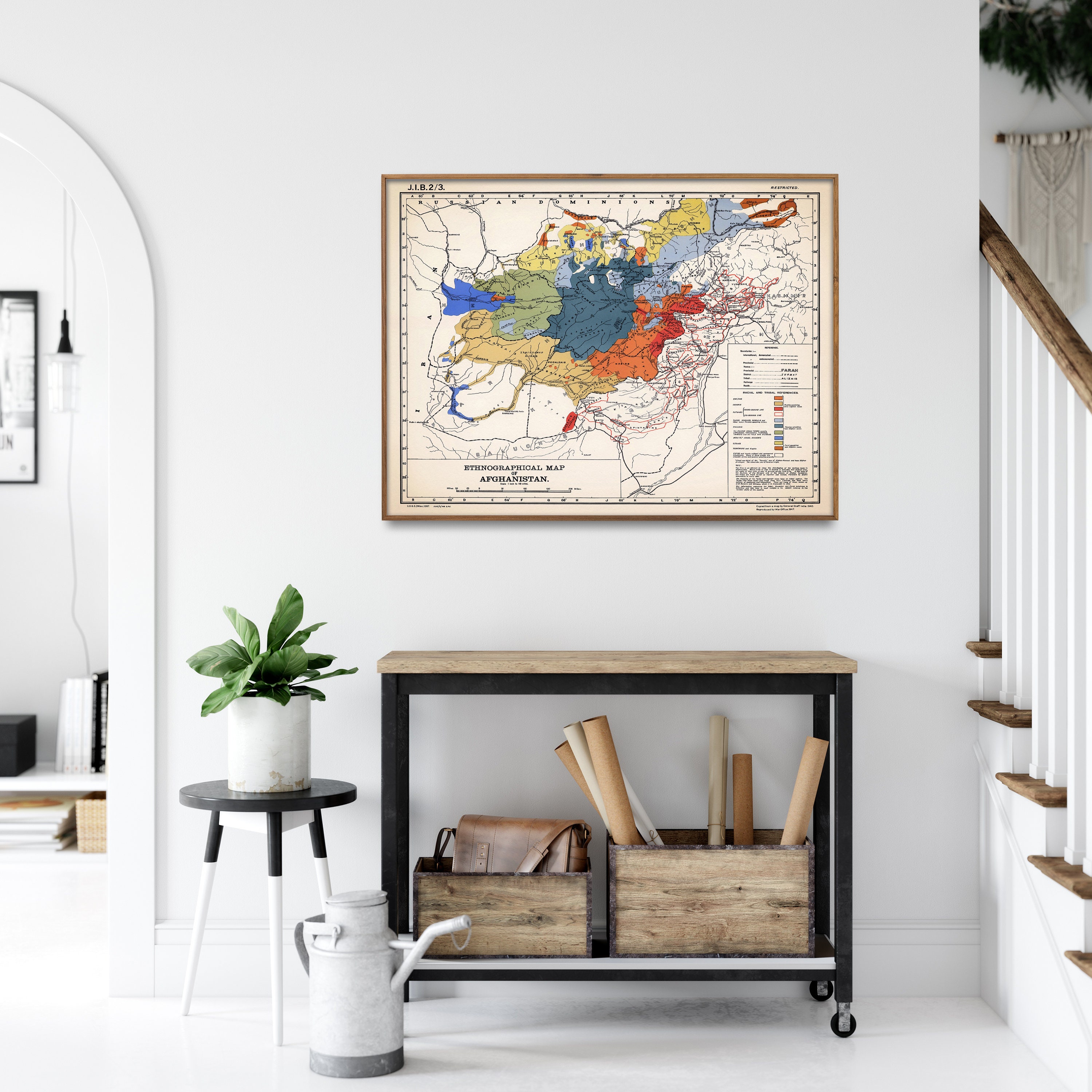 Vintage Afghanistan Map Print: 1947 Ethnographic Wall Art - Etsy