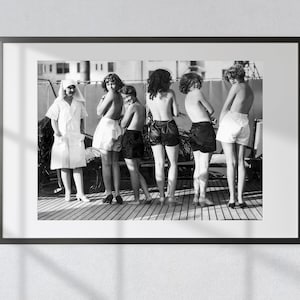 Vintage Beach Health Inspection Photo Print: 1939 Black & White