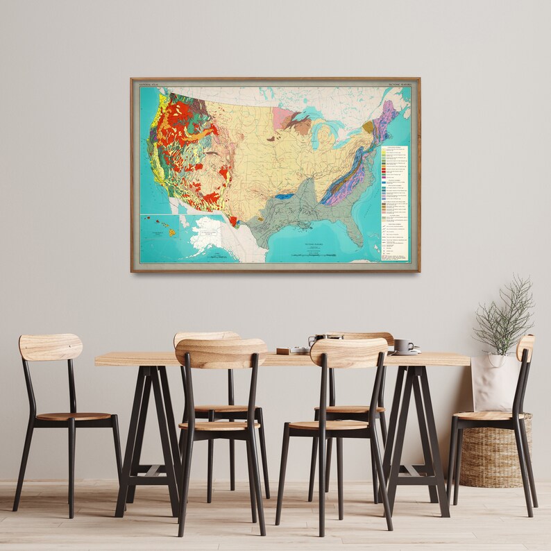 Tectonic Features of USA Vintage Geologic US Map Print - Etsy