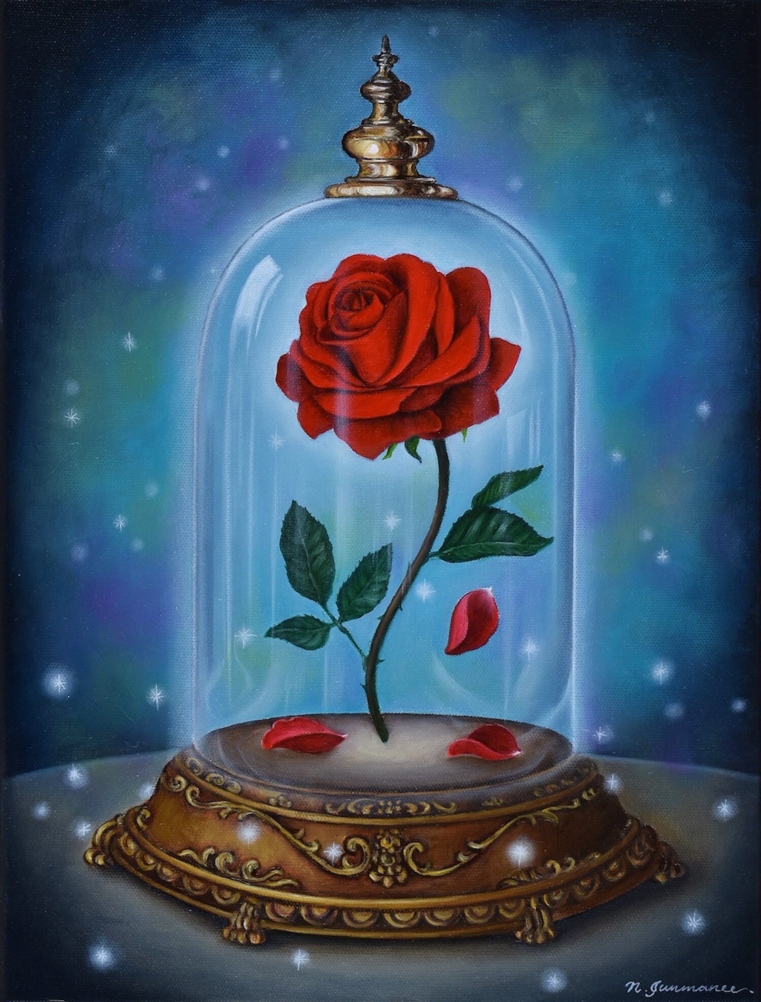 The Beast's Rose, Rose Wall Art, Fairy Tale Art, Fantasy Painting
