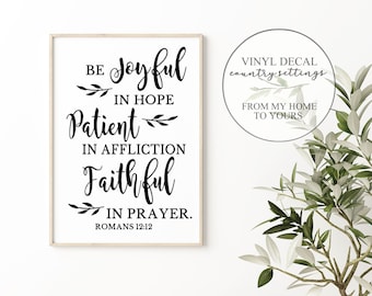 Be joyful in hope Vinyl Decal, Scripture wall decals, Christian wall art
