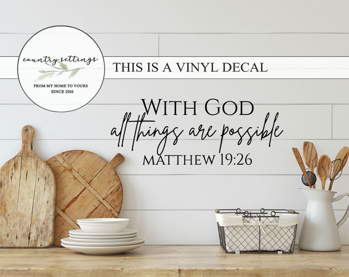 With God all things are possible vinyl decal Scripture vinyl decals Inspirational decals